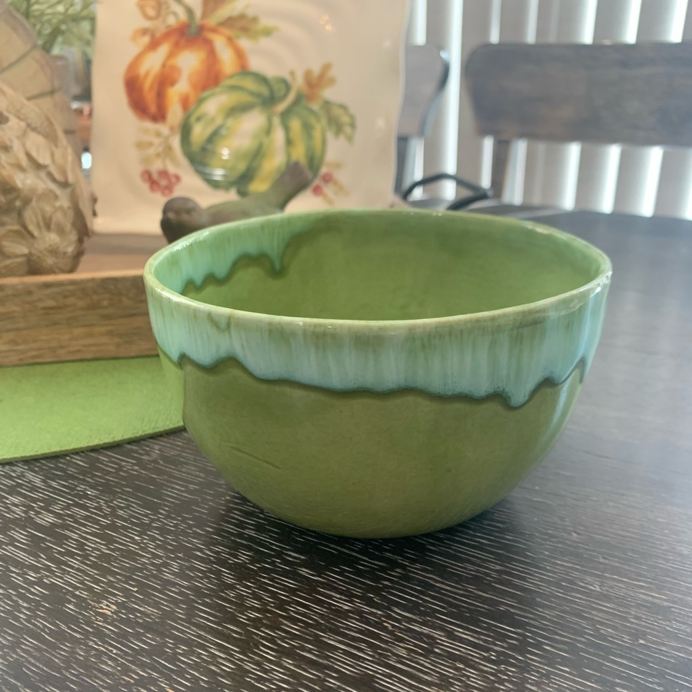 Beautiful multi green artisan pottery bowl